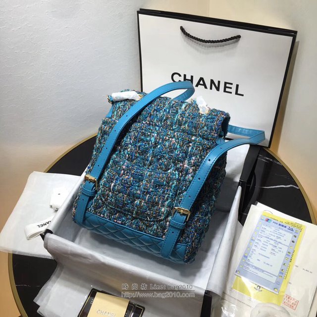 Chanel女包 Chanel最新編織紅金斜紋 91121小號 雙肩背包 呢料系列 香奈兒後背包 Chanel新款雙肩包  djc3242